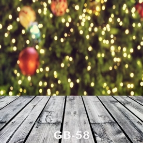 Christmas Tree Ring Bell Wood Floor Shining Spots Backdrops for Pictures