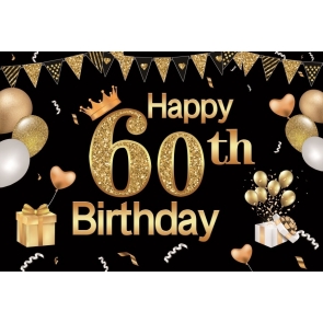 Glitter Balloon Banner Happy 60th Birthday Backdrop Party Photography Background