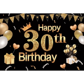 Glitter Banner Balloon Happy 30th Birthday Backdrop Party Photography Background