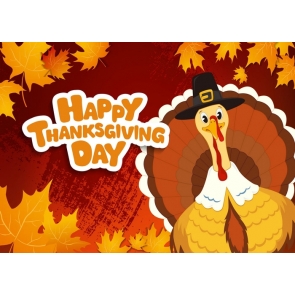 Happly Thanksgiving Backdrop Turkey Autumn Leaves Background