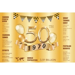 Gold 1970 Poster Happy 50th Birthday Backdrop Party Photography Background