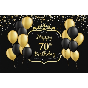 Gold And Black Balloon Happy 70th Birthday Party Photography Background