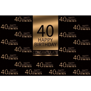 Gold And Black Congratulate Happy 40th Birthday Party Backdrop Photography Background