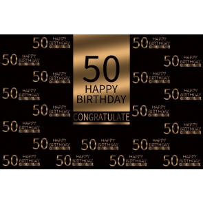 Gold And Black Happy 50th Birthday Party Congratulate Backdrop Photography Background