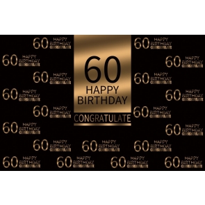 Gold And Black Party Photography Background Happy 60th Birthday  Congratulate Backdrop