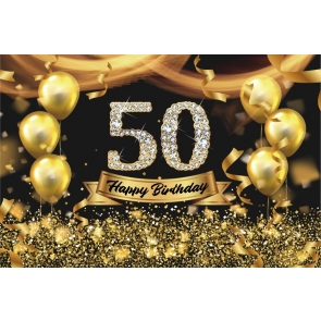 Gold Balloon Diamond Happy 50th Party Birthday Photography Background