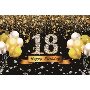 Gold Tassel Sparkle 18th Birthday Backdrop Banner Party Photography Background