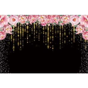 Gold Tassel Sparkle Birthday Mother's Day Party Floral  Backdrop Photography Background