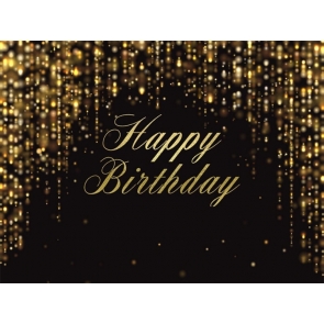 Golden Glitter And Black Happy Birthday Backdrop Party Photography Background