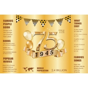 Happy 75th Birthday Dad 1945 Party Gold Backdrop Photography Background