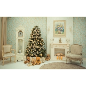 European Wall Fireplace Sofa Christmas Tree Backdrop