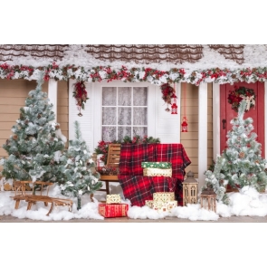 Snow Covered Christmas Tree Christmas Backdrops For Stage