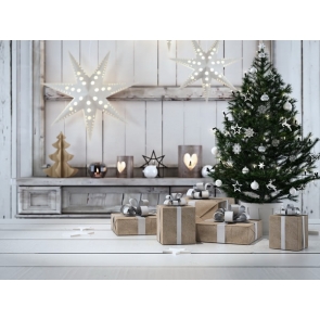 Pentagram Light Wood Floor Wall Christmas Tree Backdrops