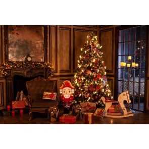 Small wood Horse Christmas Tree Children Baby Christmas Backdrops