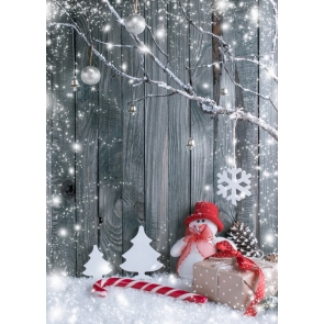 Snowflakes Wood Board Small Snowman Children Baby Christmas Photography Backdrops