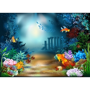 Various Tropical Fish Under The Sea Castle Mermaid Backdrop Underwater Background Decoration Prop