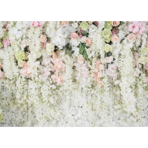 Vinyl 3D White Flower Photography Background Baby Shower Floral Backdrop Decoration Prop