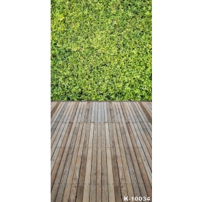  Green Plants Wall  Wooden Floor Combination Vinyl Stage Backdrop