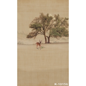 Big Trees Deer Scenic Background Vinyl Photography Backdrops