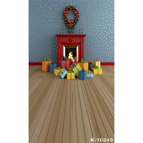Christmas Wreath Fireplace Stars Background Wall Christmas Backdrop