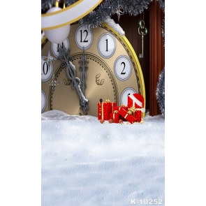 Inside The Snow Large Clock Red Gift Box Snow Christmas Backdrops For Stage