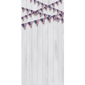 US Small Flags Wooden Floor Combination Vinyl Party Backdrop