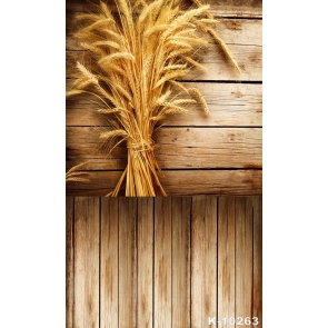 Golden Barley Wooden Floor Wall Combination Vinyl Picture Backdrop