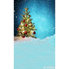 Blue Night Sky Snowdrift Christmas Tree Backdrop