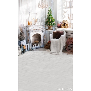 Wood Fireplace Wool Carpet Small Christmas Tree Christmas Backdrop