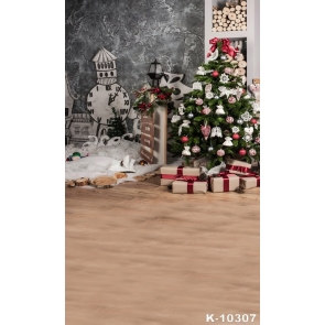 Wood Floor Gift Box Christmas Backdrop Christmas Tree Background