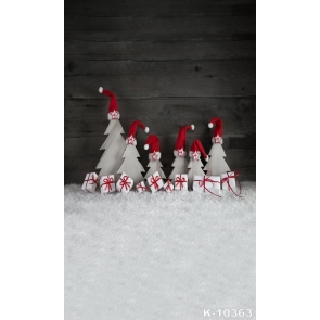  Wearing Hat Small Wood Christmas Tree Christmas Photo Backdrop