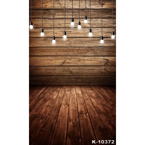 Light Bulb Wooden Wall Floor Combination Vinyl Stage Backdrop