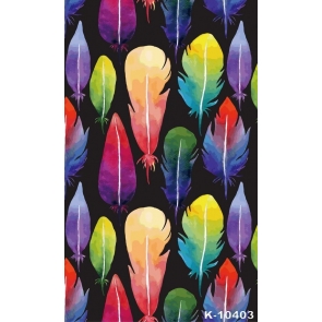 Colorful Feathers Black Vinyl Photography Backdrops Personalized Backdrop