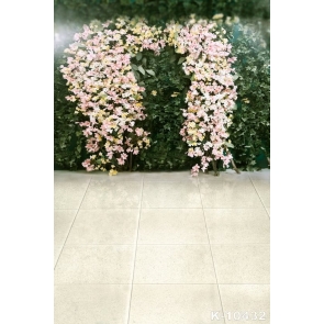 Green Leaves Pink Flowers Ceramic Tiles Wedding Professional Photography Backdrops