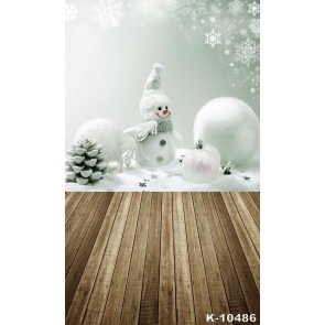 Indoor White Snowman Wood Floor Chritsmas Photography Studio Background