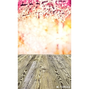 Scenic Flower Wall Background Wooden Floor Vinyl Portable Backdrop