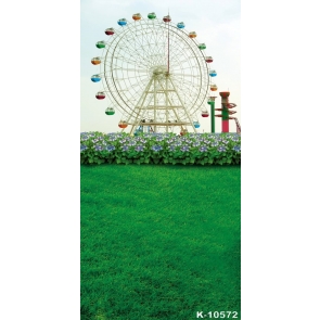 Spring Green Grassland Ferris Wheel Scenic Photo Prop Background