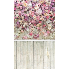 Flower Backdrop Wall Wooden Floor Personalized Photography Backdrops