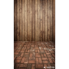 Wooden Wall And Bricks Floor Combination Vinyl Stage Personalized Backdrops