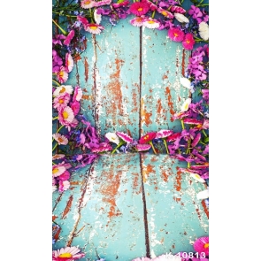 Vintage Old Wooden Wall Floor Flower Vinyl Photography Backdrop