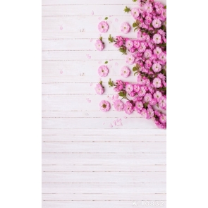 White Wooden Board Flower Vinyl Photography Background Professional Backdrops