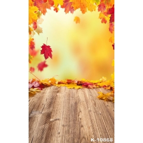 Red Yellow Maple Leaves Wood Floor Camera Studio Backdrops