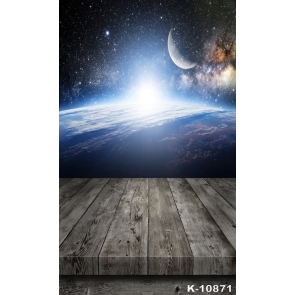 Outer Space Wood Floor Studio Photo Backdrops for Pictures