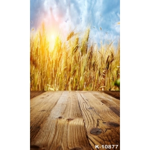 Wheat Field Wood Floor Scenic Studio Picture Backdrop