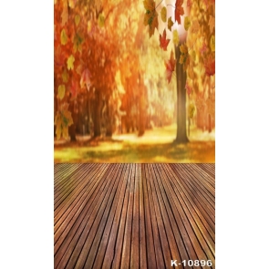 Autumn Fall Yellow Forest Scenic Wood Floor Photo Prop Background