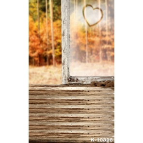 Autumn Rustic Scenic Shabby Glass Window Wood Picture Backdrop