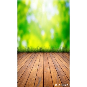 Spring Green Grass Wood Floor Fuzzy Good Backdrops for Photography