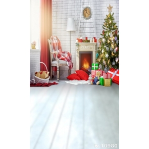 Indoor Christmas Tree Gifts Fireplace Vinyl Photography Backdrops