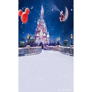 Castle in the Christmas Night Santa Claus on the Moon Studio Background