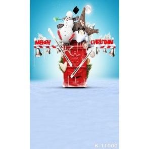 Merry Christmas Ring Bells Snowman Vinyl Photo Backdrops